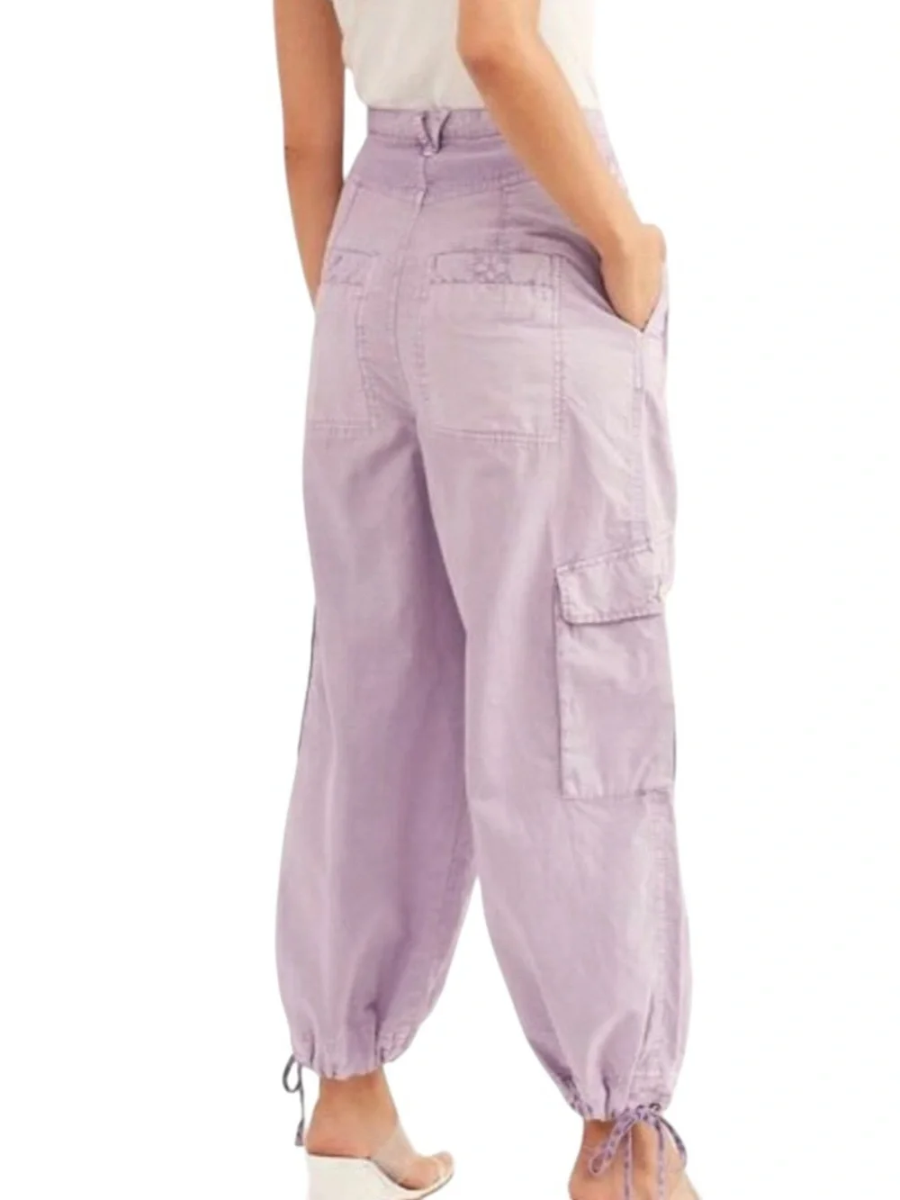 Free People NEW Fly Away Parachute Cargo Pants In Lavender Sz.0 Bohemian Fairy